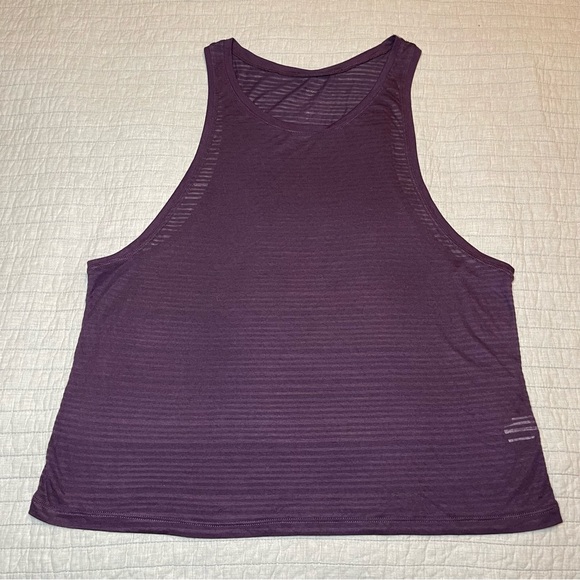Tangerine Women's Active Striped Loose Fit Athletic Tank Top Plum Large - Picture 1 of 7